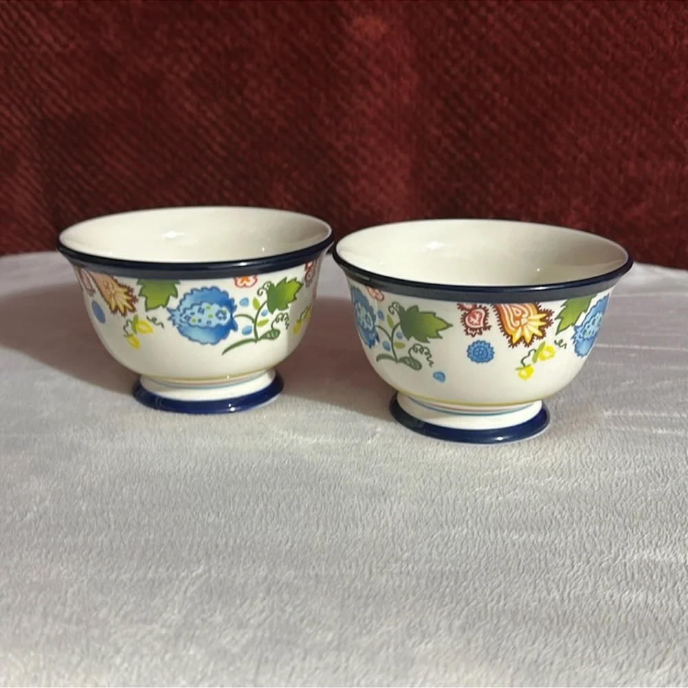 Threshold Carnigan Field Stoneware Cereal Bowl 5.5" x 3.5". Dk Blue Green Red - Picture 1 of 8